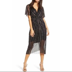 All in favor dolman plisse midi dress